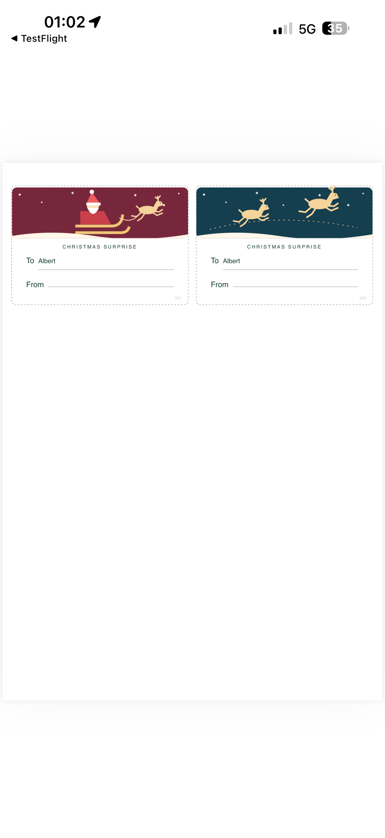 Printable Santa and flying reindeer gift labels with handwritten From lines